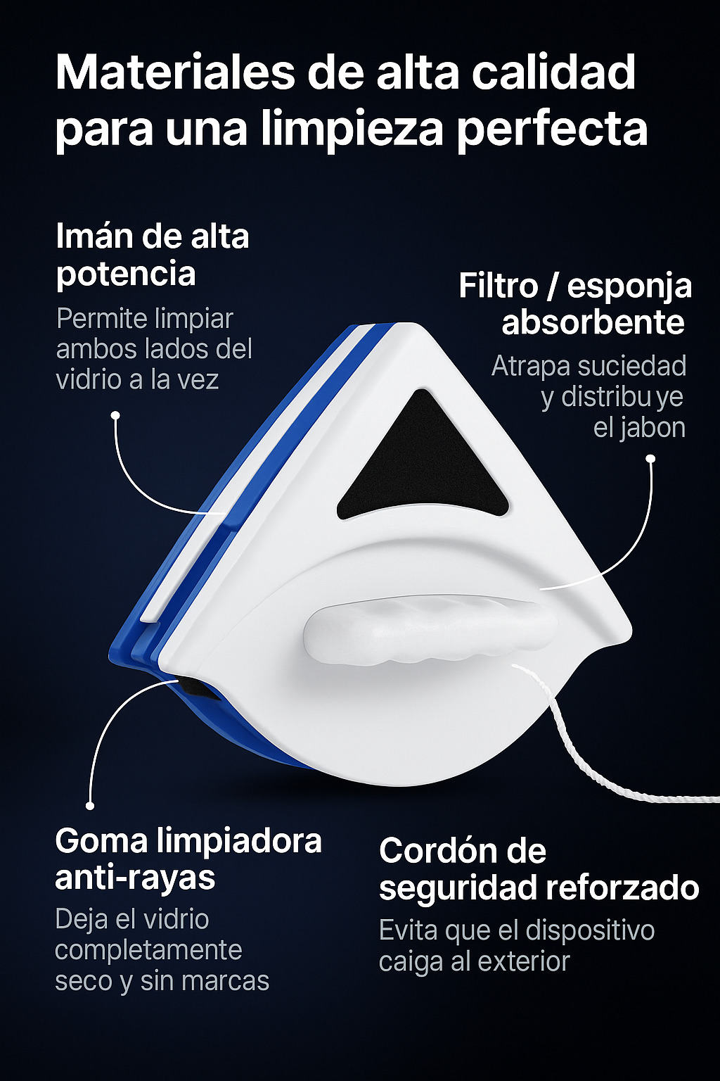 Limpiador de Vidrios con Iman